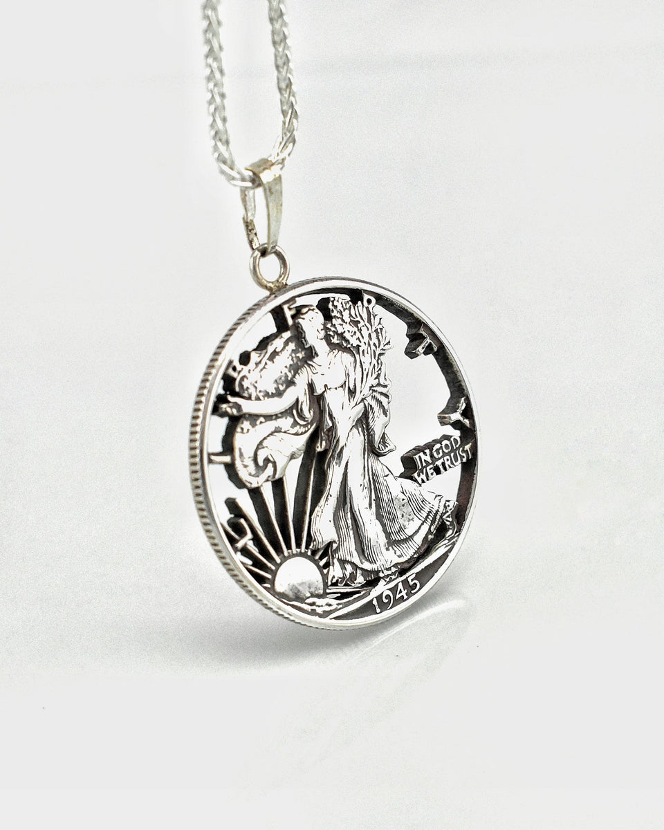 Walking Liberty Zipper Pull, USA .900 Silver Half Dollar, Cut Coin Jewelry, Coin Zipper Pull, Book Bag Charm, Coat Zipper shops Charm