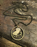 Greece - Owl Cut Coin Pendant 2 Drachmai (with words)