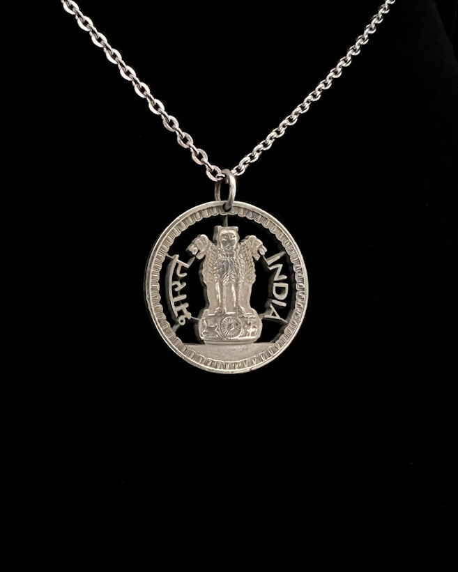 India - Cut Coin Pendant with Ashoka Pillar – R&R Legacy Studio