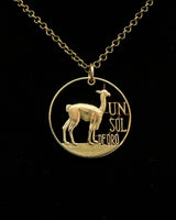 Peru - Cut Coin Pendant with Vicuña (with words)